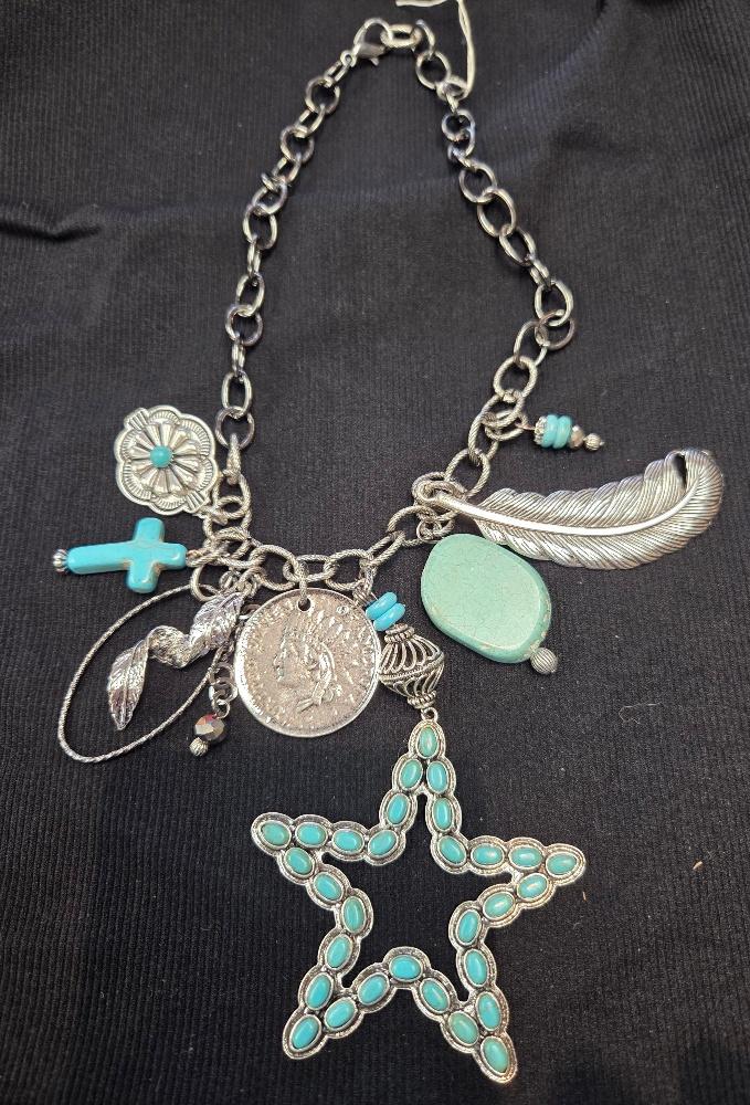 Turquoise charm necklace