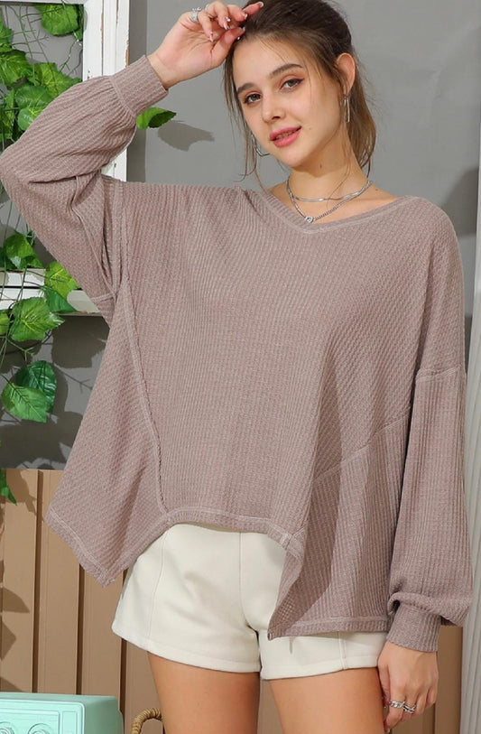 Taupe waffle top