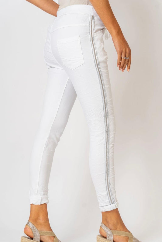 White pant with silver