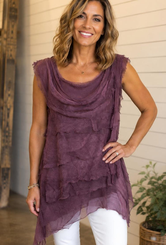 Plum layered top