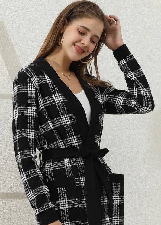 Black plaid cardigan