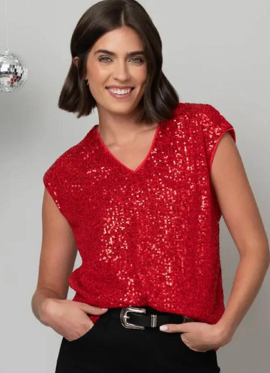 Red sequin top