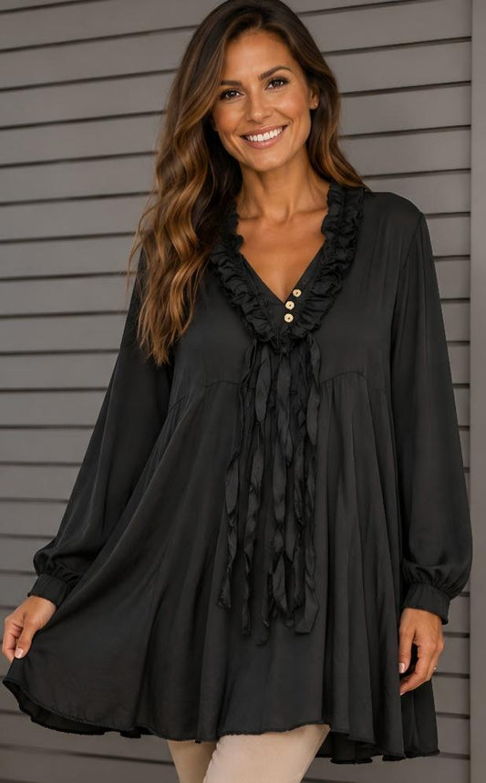 Black Ruffle top