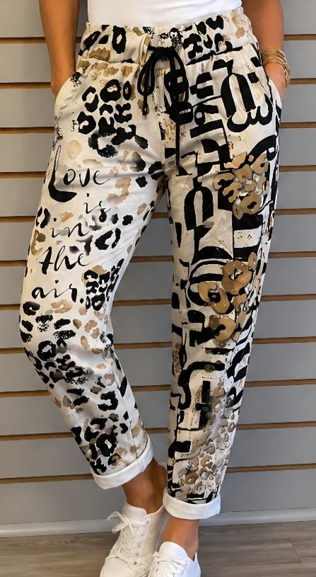 Cream print pant