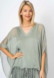 Green silk top