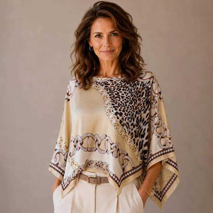 Beige scarf poncho