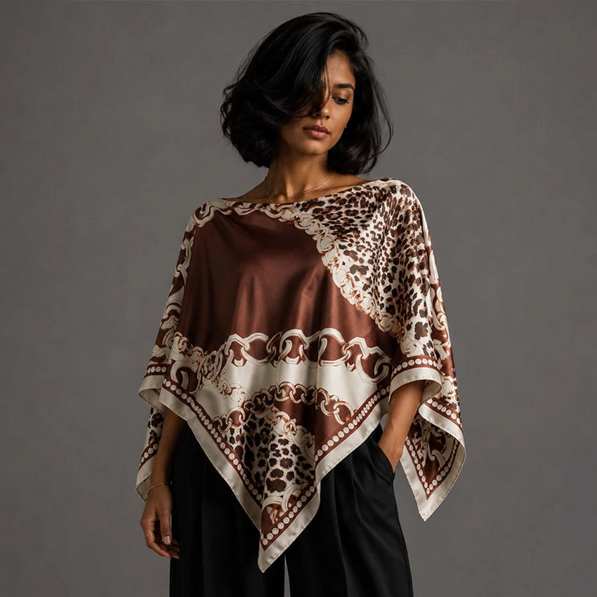 Brown scarf poncho