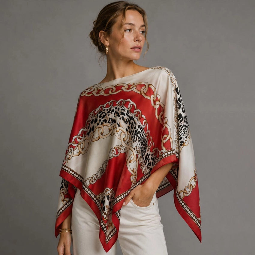 Red scarf poncho