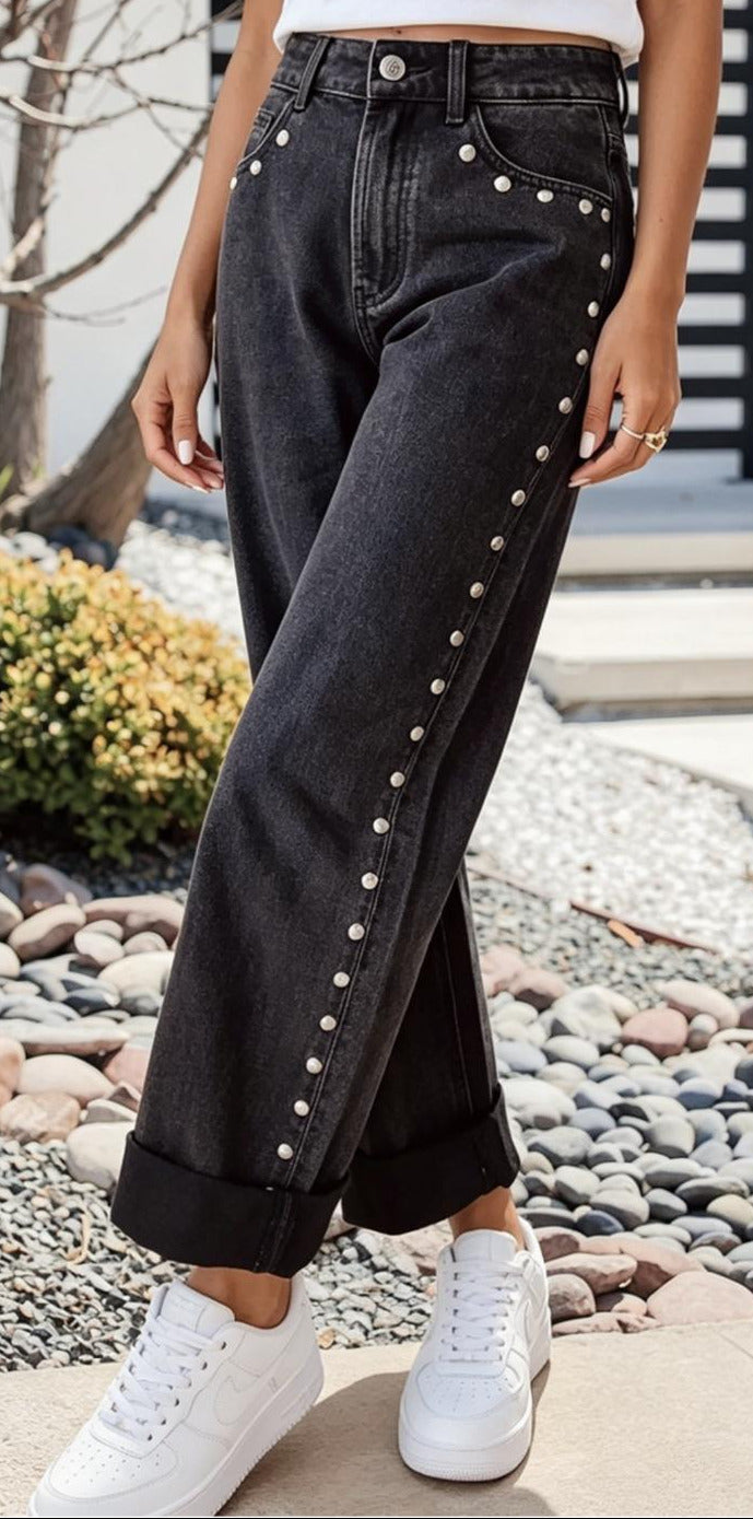Black studded jean
