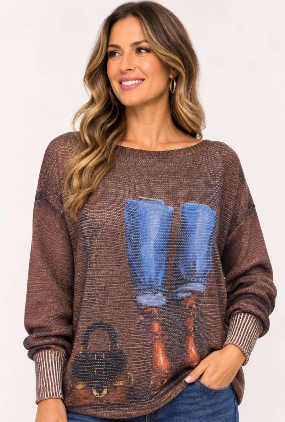 Brown jean sweater