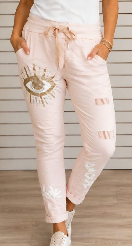 Pink evil eye pants