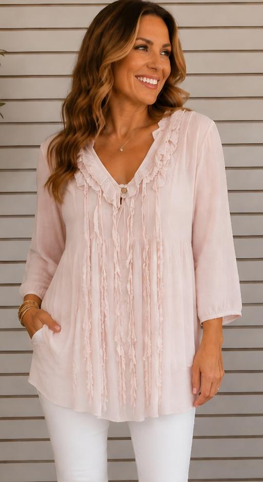 Pink ruffle top