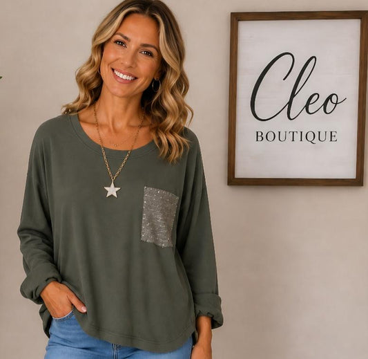 Dark olive pocket top