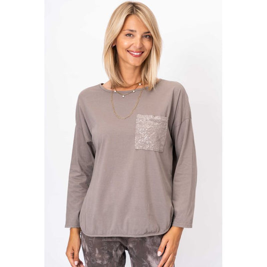 Taupe pocket top