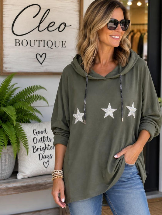 Olive star hoodie