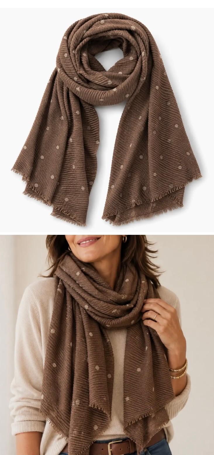 Coffee polka dot scarf