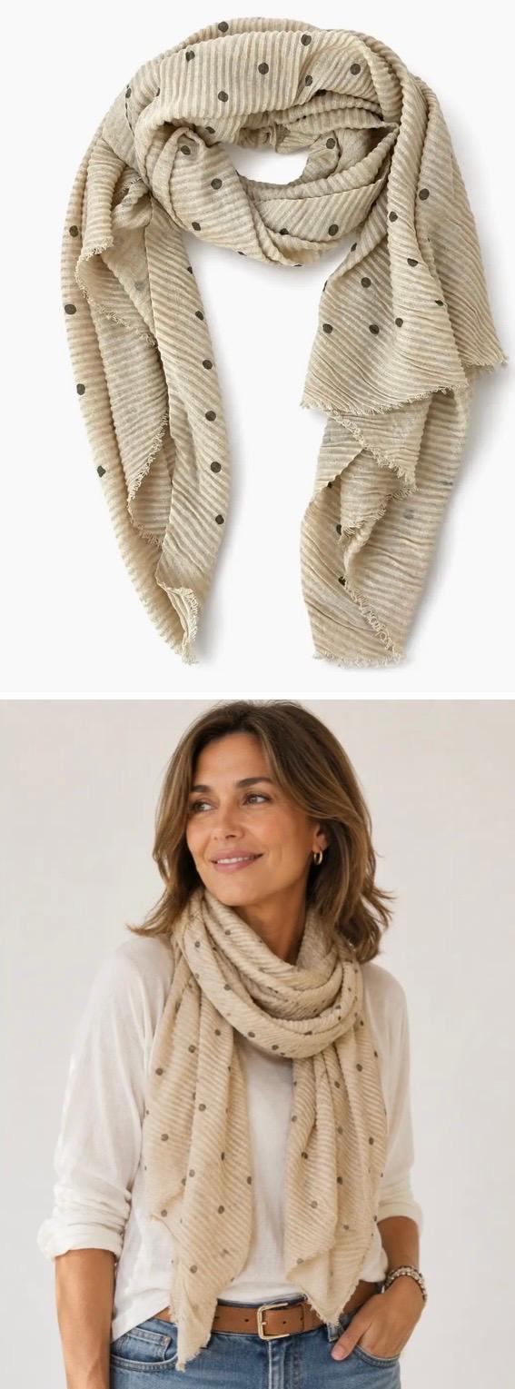 Beige polka dot scarf
