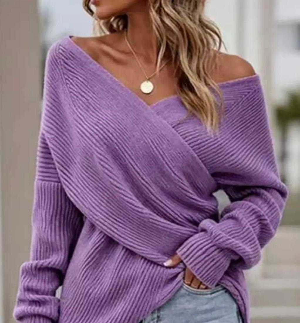 Purple crossover sweater