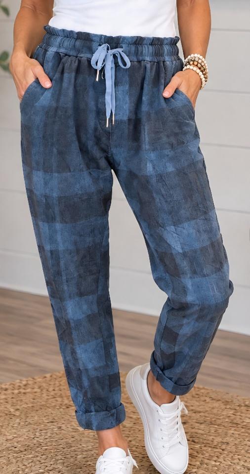 Blue plaid pant