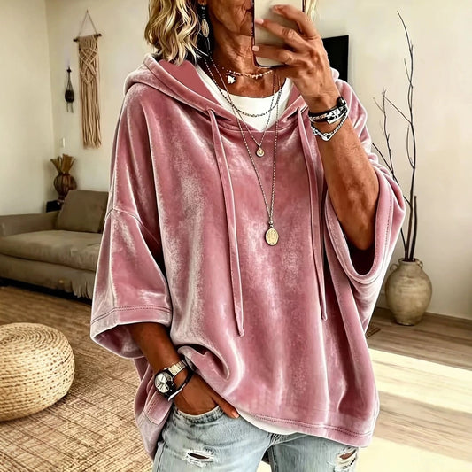Pink velvet hoodie