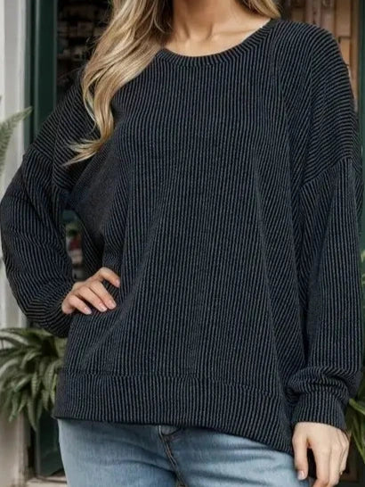 Black ribbed top
