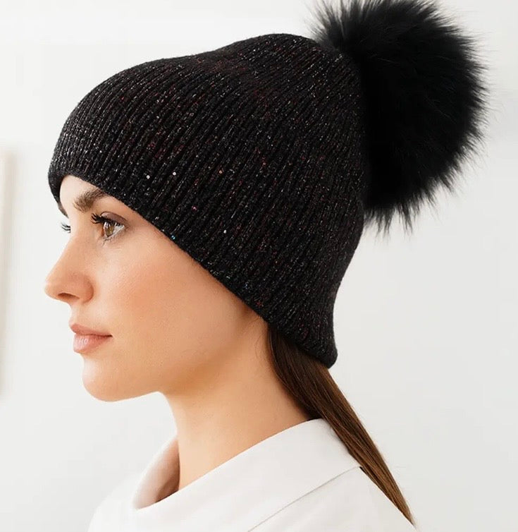 Black glitter hat