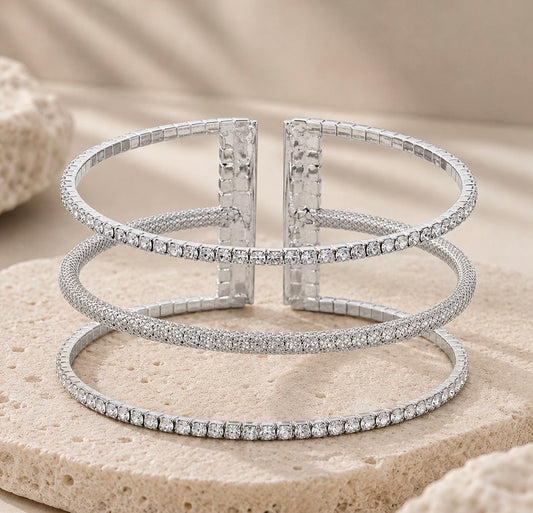 Silver rhinestone cuff