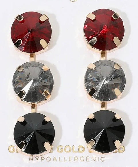 Triple gem earring