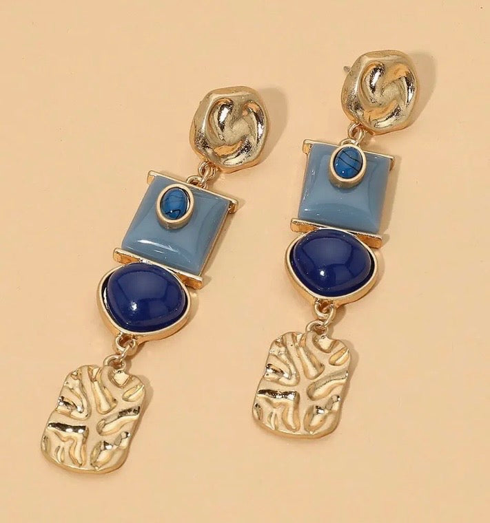 Geometric blue earring