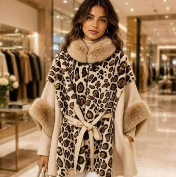 Leopard print poncho