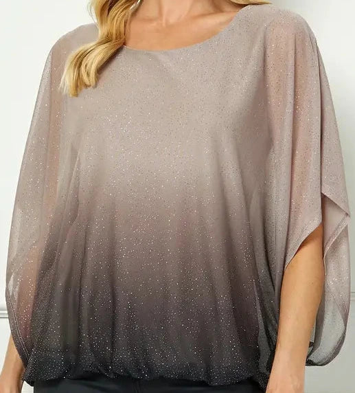 Stone and black shimmer top