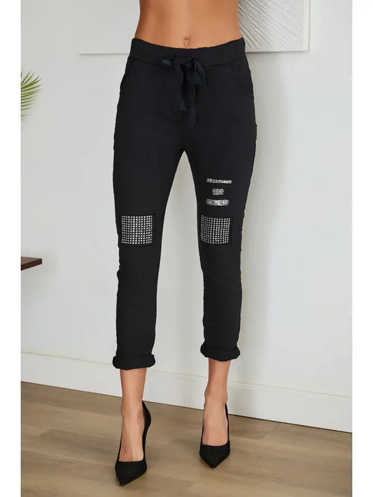 Black pant with patches