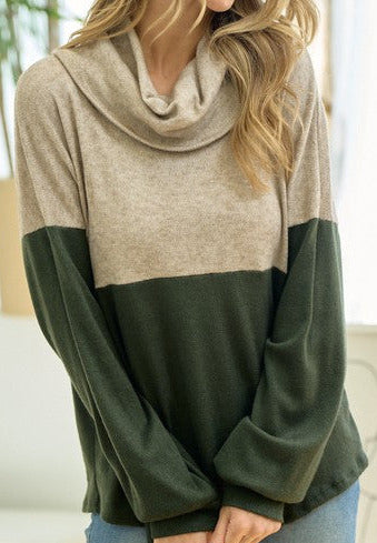 Olive and beige knit