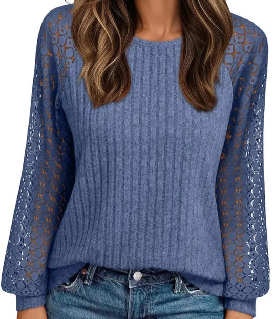 Blue lace sleeve top