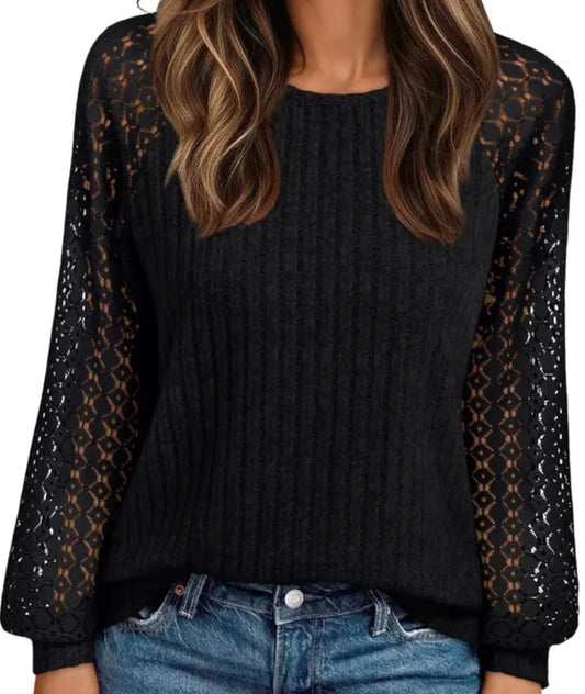 Black Lace Sleeve top