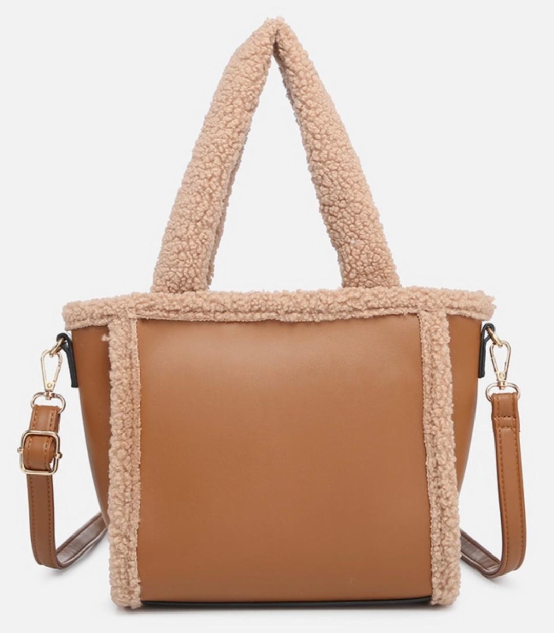 Tan sherpa satchel