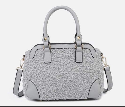 Grey sherpa satchel