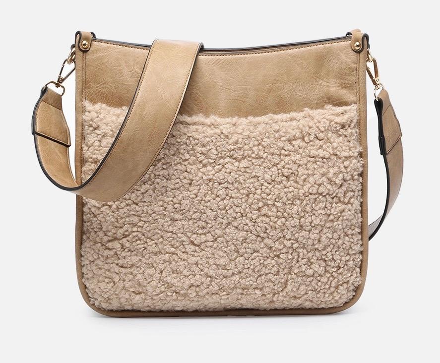 Taupe sherpa purse