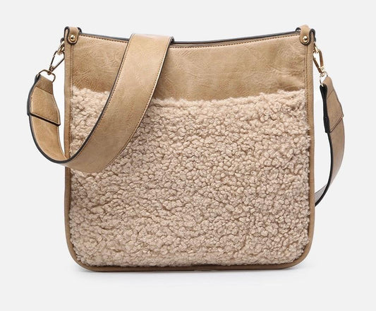 Taupe sherpa purse