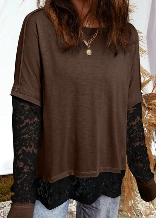 Brown lace top