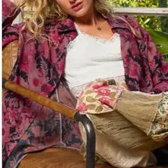 Burgundy floral blouse
