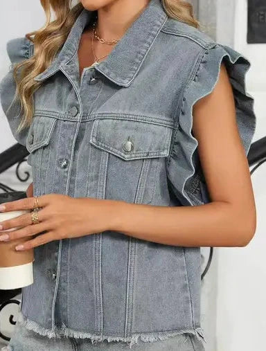 Grey jean vest