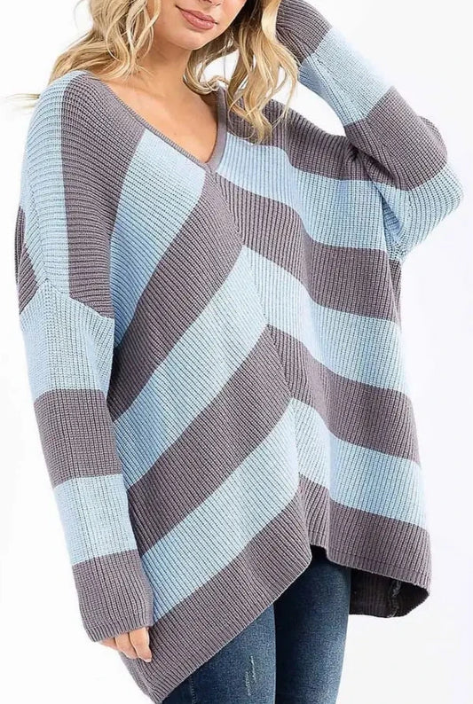 Blue and grey sweater