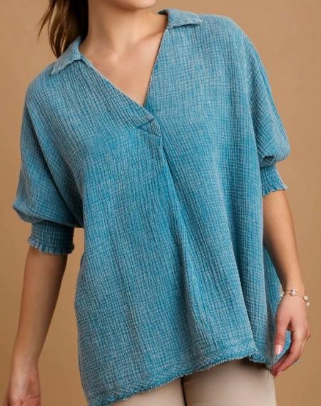 Teal Blue v neck