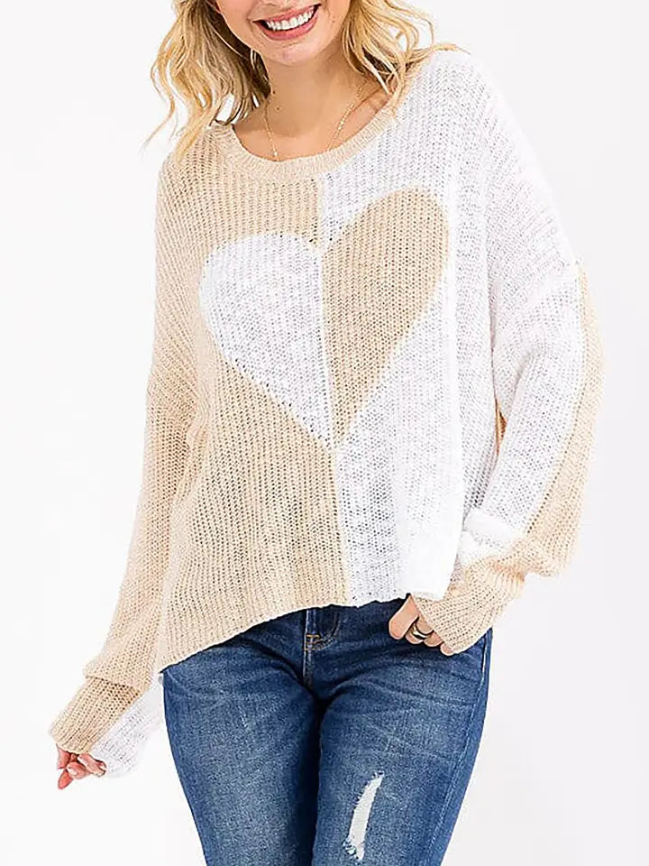 Beige heart sweater