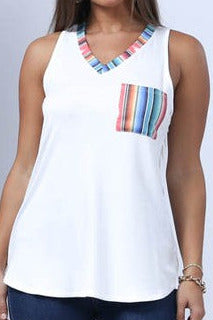 White tank with v neck