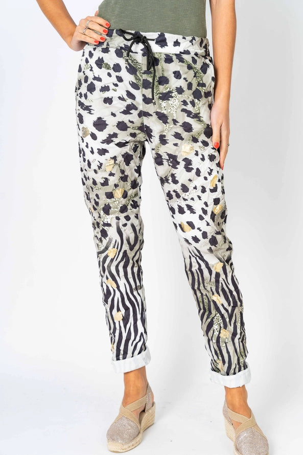 Green animal pants