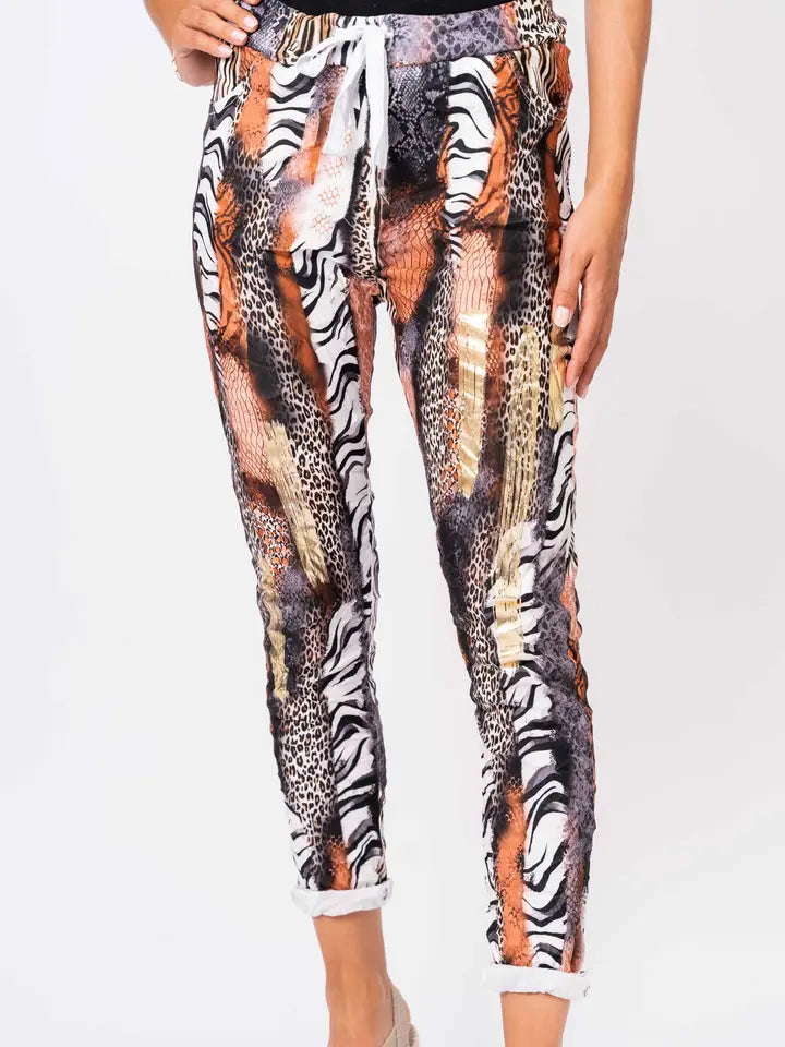 Black animal mix pant