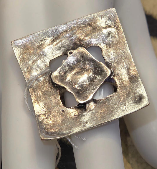 Silver square ring