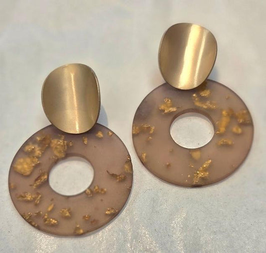 Brown and gold earring